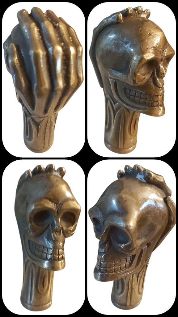 Canne de marche - Bronze patiné - Mémento mori
