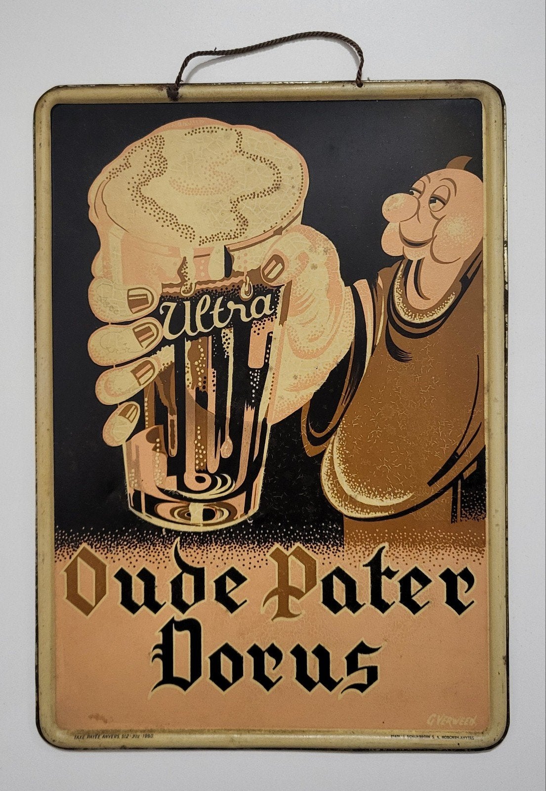 Panneau d'affichage en étain Old Father Dorus Ultra., Collections, Marques & Objets publicitaires, Panneau publicitaire, Enlèvement ou Envoi