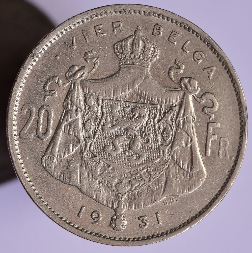 20 francs , 4 belgas 1931 FL pos.B, Postzegels en Munten, Munten | België, Verzenden, Overig, Losse munt
