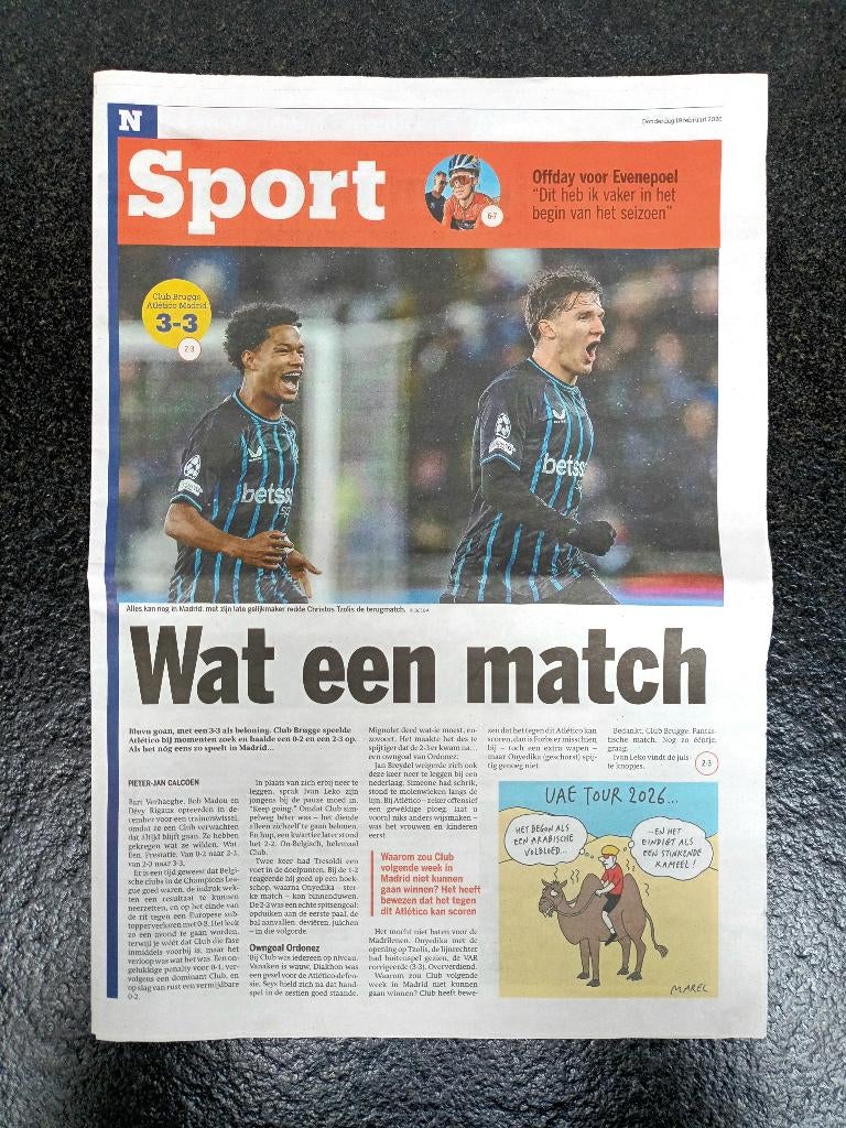 Club Brugge - Atletico Madrid - Champions League 2025-2026, Verzenden, Zo goed als nieuw, Krant