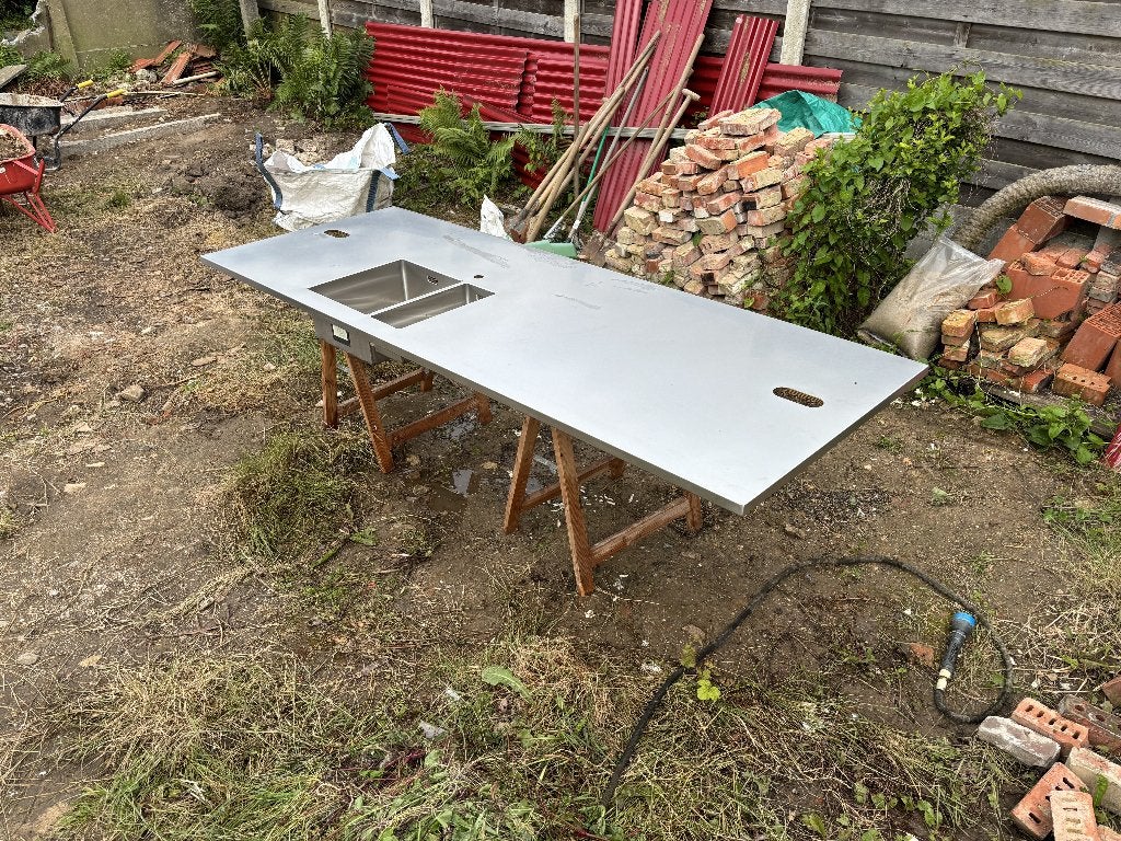 Inox keukenblad (240 x 90 cm), Huis en Inrichting, Keuken | Keukenelementen, Ophalen, 200 cm of meer, Nieuw, 50 tot 100 cm