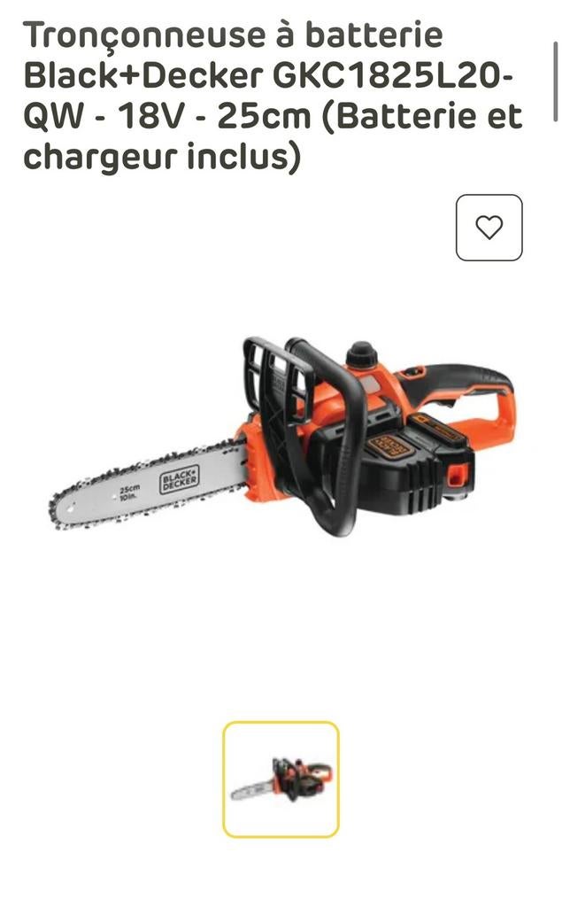 tronçonneuse black et decker sur batterie ! etat neuf !, Enlèvement, Comme neuf