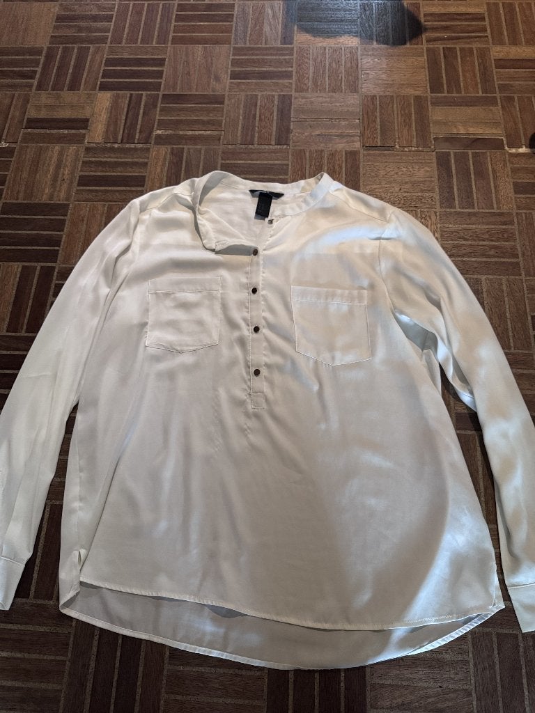 H&M witte blouse met borstzakken – maat 44, Ophalen, H&M, Wit, Maat 42/44 (L)