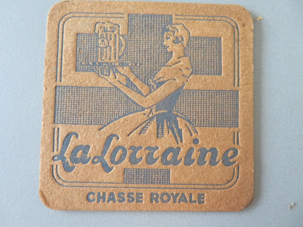 oud bierviltje brouwerij Chasse Royal La Lorraine, Ophalen of Verzenden, Zo goed als nieuw, Viltje(s), Overige merken