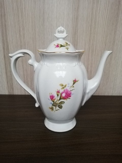 Romantische porseleinen koffiekan Chodziez uit Polen., Antiek en Kunst, Ophalen of Verzenden