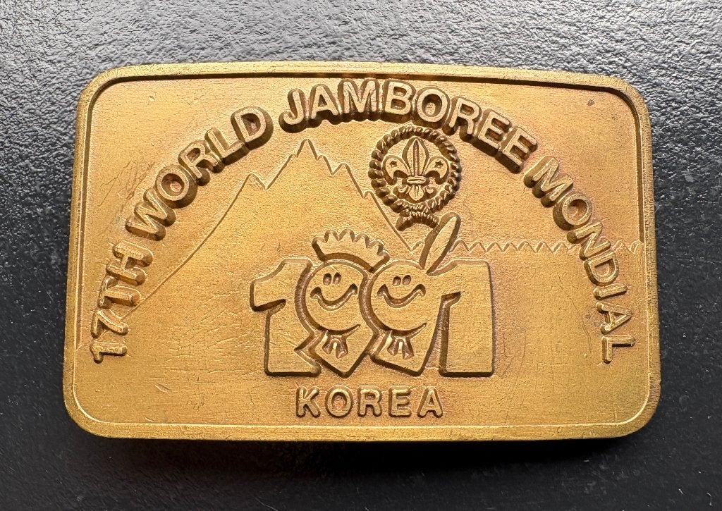 Boucle de ceinture du World Scout Jamboree 1991, Enlèvement ou Envoi, Comme neuf, Emblème, Broche ou Badge