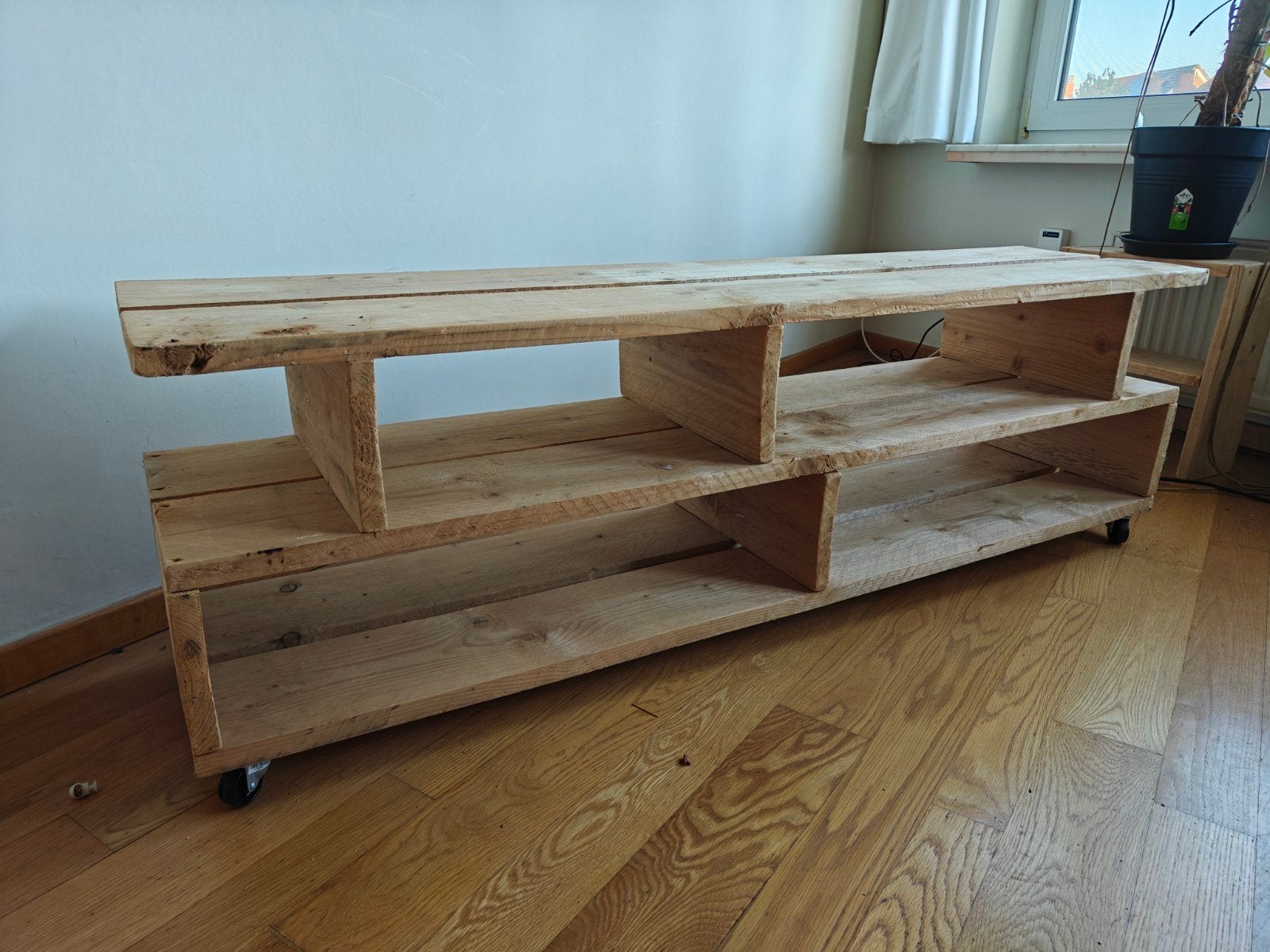 steigerhouten tv kast, Huis en Inrichting, Ophalen, Zelf gemaakt, 150 tot 200 cm, Zo goed als nieuw