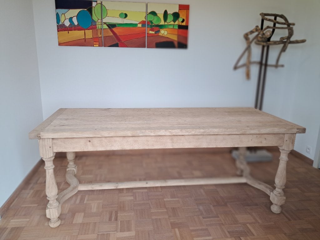 Massief eiken kloostertafel geluchtgomd, Huis en Inrichting, Ophalen