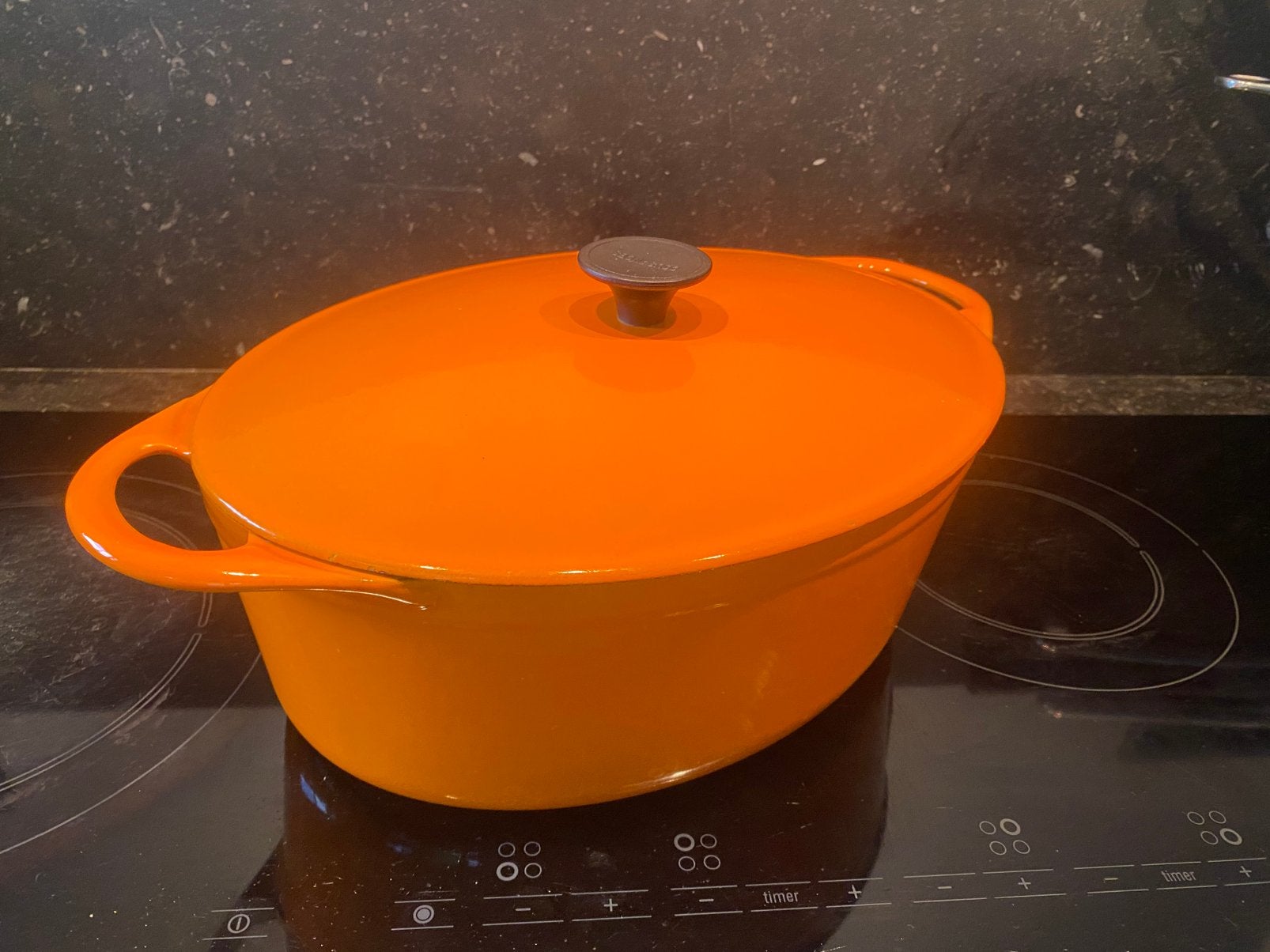 LE CREUSET - COUSANCES emaille gietijzer braadpan, Gebruikt, Gietijzer, Ophalen of Verzenden, Keramische plaat