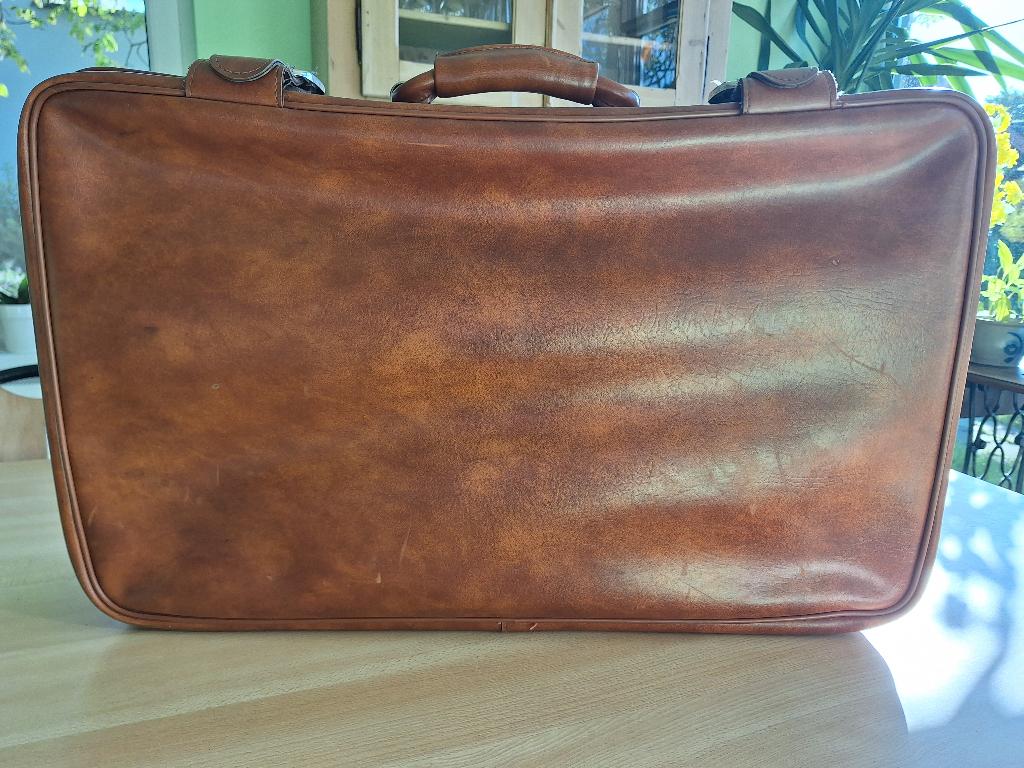 vintage reiskoffer klein, Gebruikt, Leer, 35 tot 45 cm, Ophalen