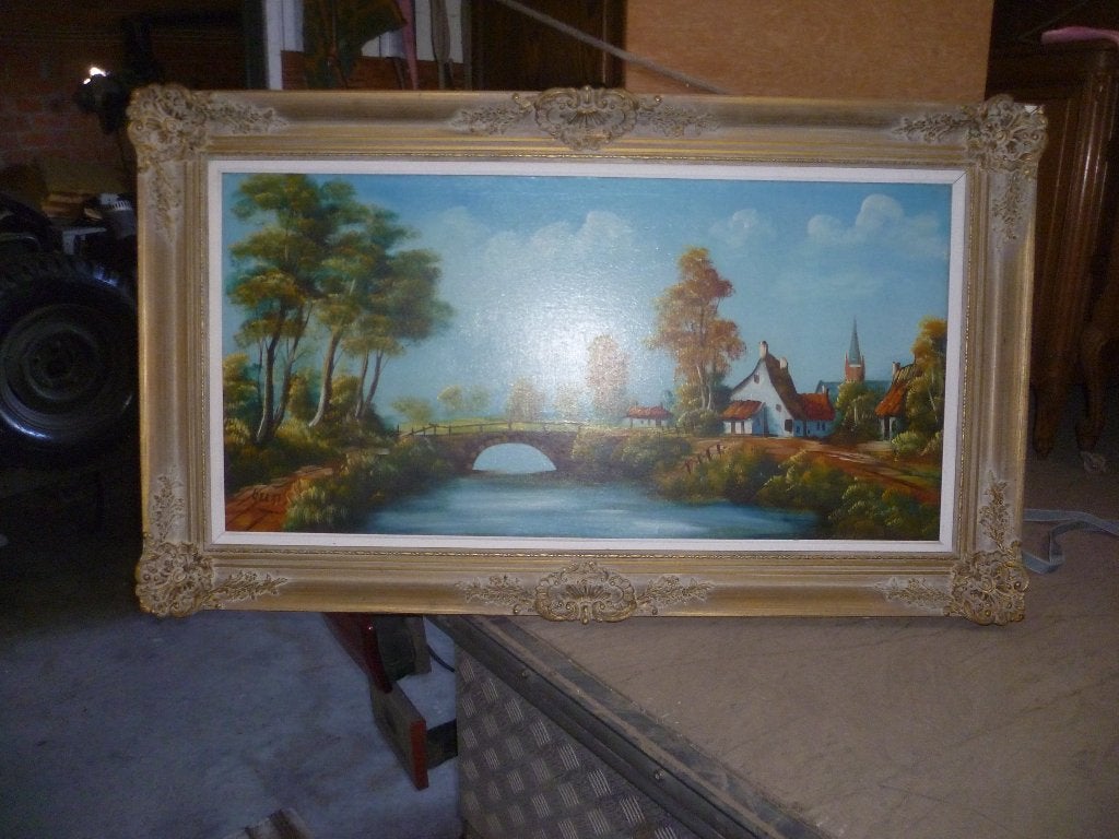 GROOTE OUDE SCHILDERIJ OP DOEK, Antiek en Kunst, Ophalen