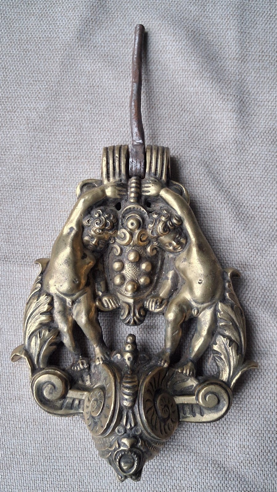 Heurtoir de porte en laiton rare du XIXe siècle, Antiquités & Art, Enlèvement ou Envoi