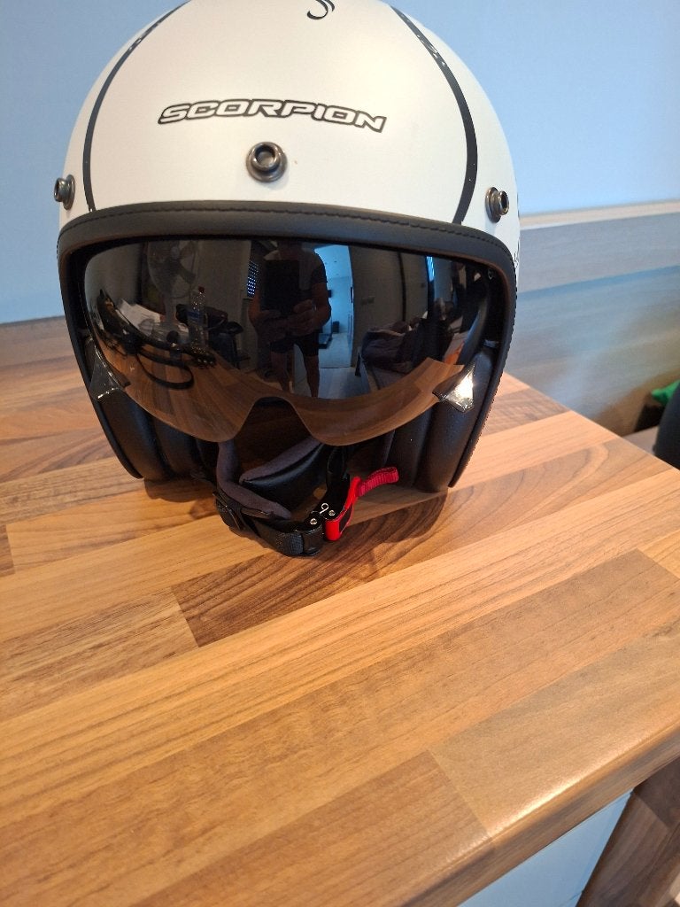 Motorhelm/jethelm scorpion evo belfase devil rider, Motoren, Overige merken, Jethelm, Ophalen of Verzenden, Nieuw zonder kaartje
