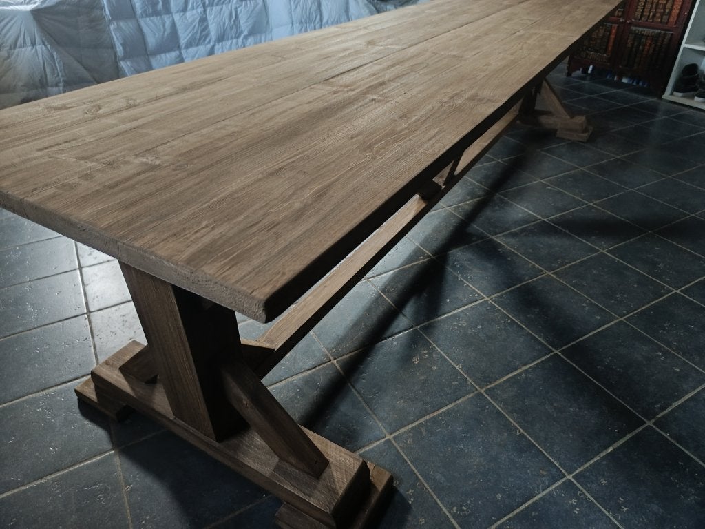 Mooie landelijke tuintafel 300x90, Ophalen, Gebruikt
