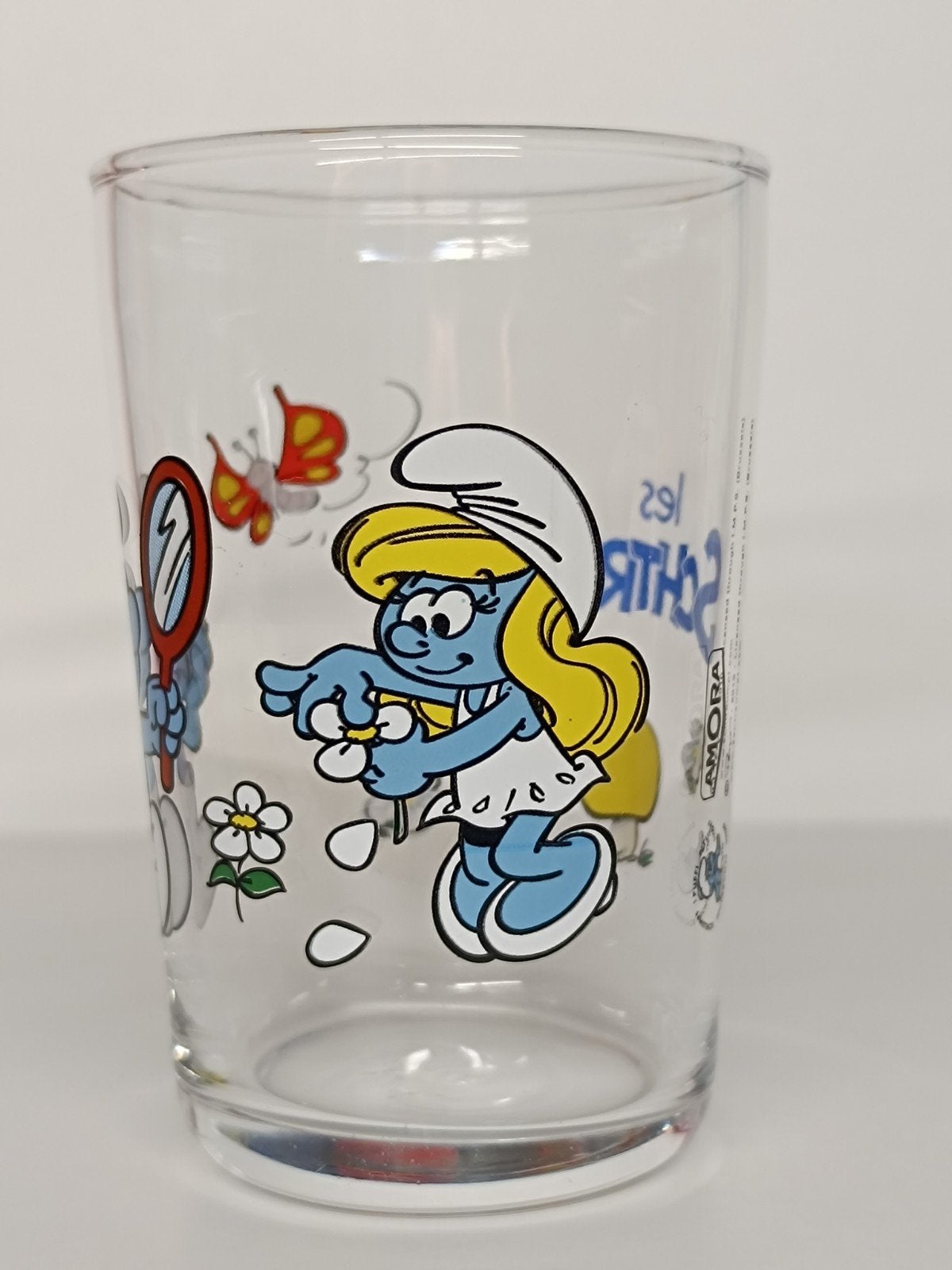 Smurfen Smurfin & Hippe Smurf Peyo Amora 2010 glas, Verzamelen, Smurfen, Ophalen of Verzenden, Smurfin