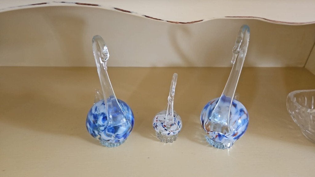 3 beeldjes van glas mooie zwanen 22 cm en 18 cm hoog, Ophalen of Verzenden, Nieuw, Dier