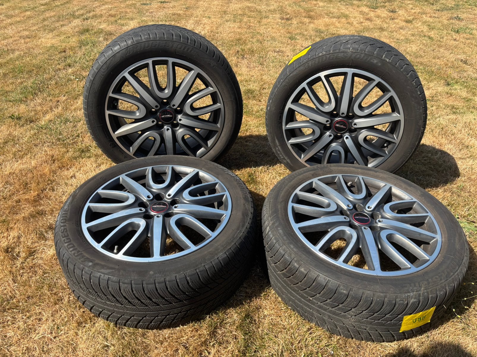 Jantes d’origine Mini John Cooper works + Bridgestone 18p, Ophalen, 18 inch, Winterbanden, Band(en)
