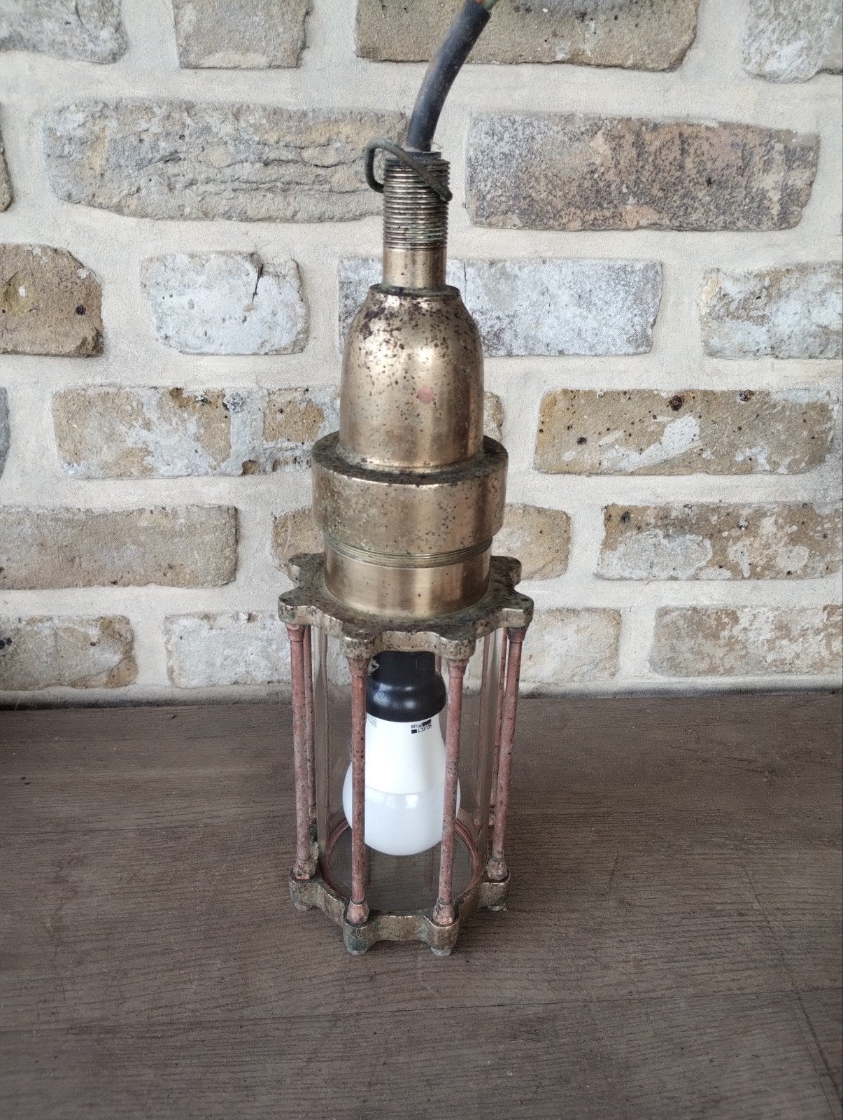 bronzen bunkerlamp, kooilamp, Antiek en Kunst, Ophalen of Verzenden