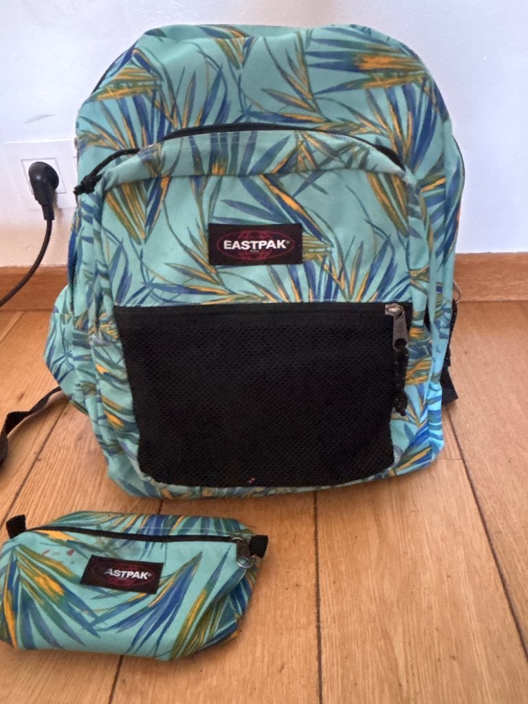 Sac + Trousse Eastpak Pinnacle Tropical, Enlèvement, Comme neuf, Bleu, Sac à dos