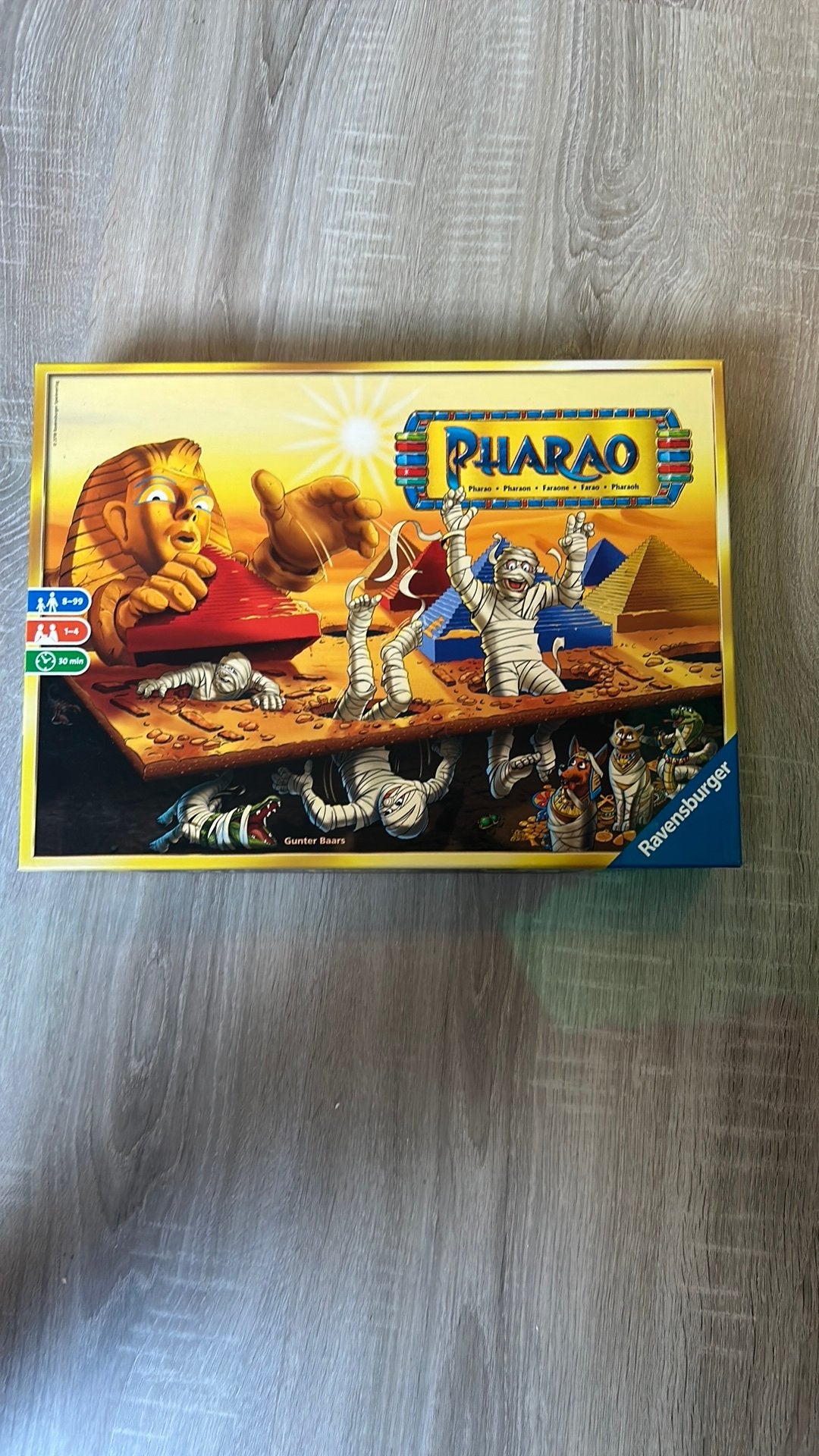 Titel: Ravensburger Pharao bordspel – familiespel, Hobby en Vrije tijd, Drie of vier spelers, Ophalen of Verzenden, Zo goed als nieuw