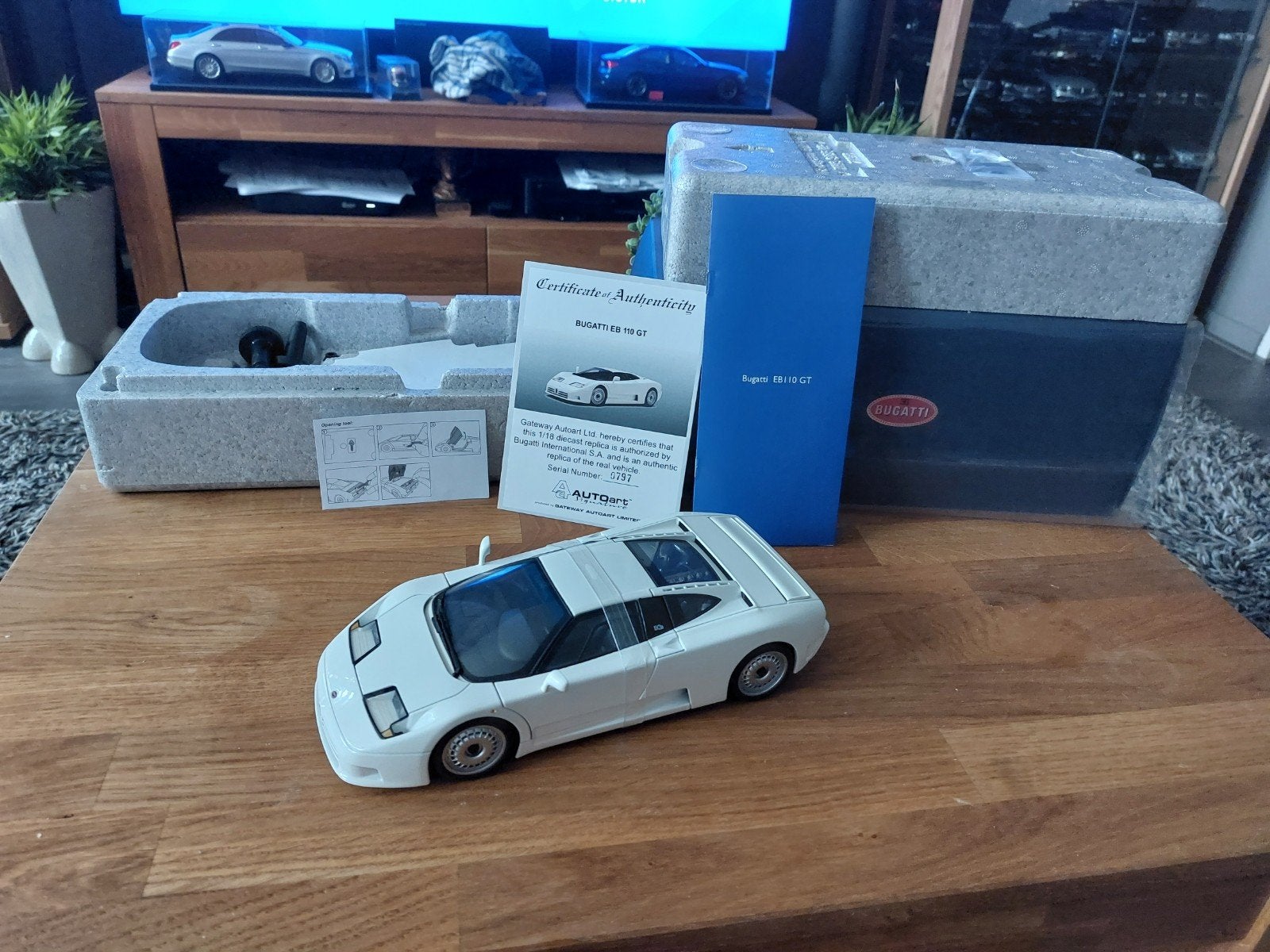 Autoart 70978 1/18 Bugatti EB110 GT white, Hobby en Vrije tijd, Modelauto's | 1:18, Ophalen of Verzenden, Zo goed als nieuw, Auto