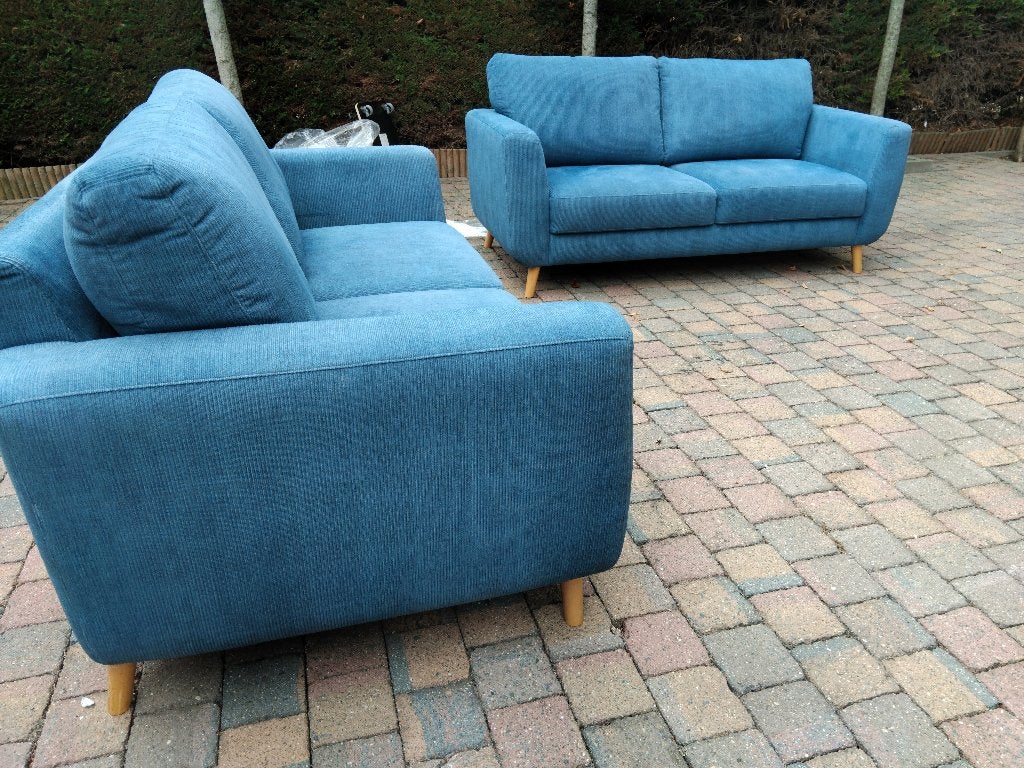 dubbele tweezit zetel in donkerblauw prima staat, Antiek en Kunst, Antiek | Meubels | Stoelen en Sofa's, Ophalen