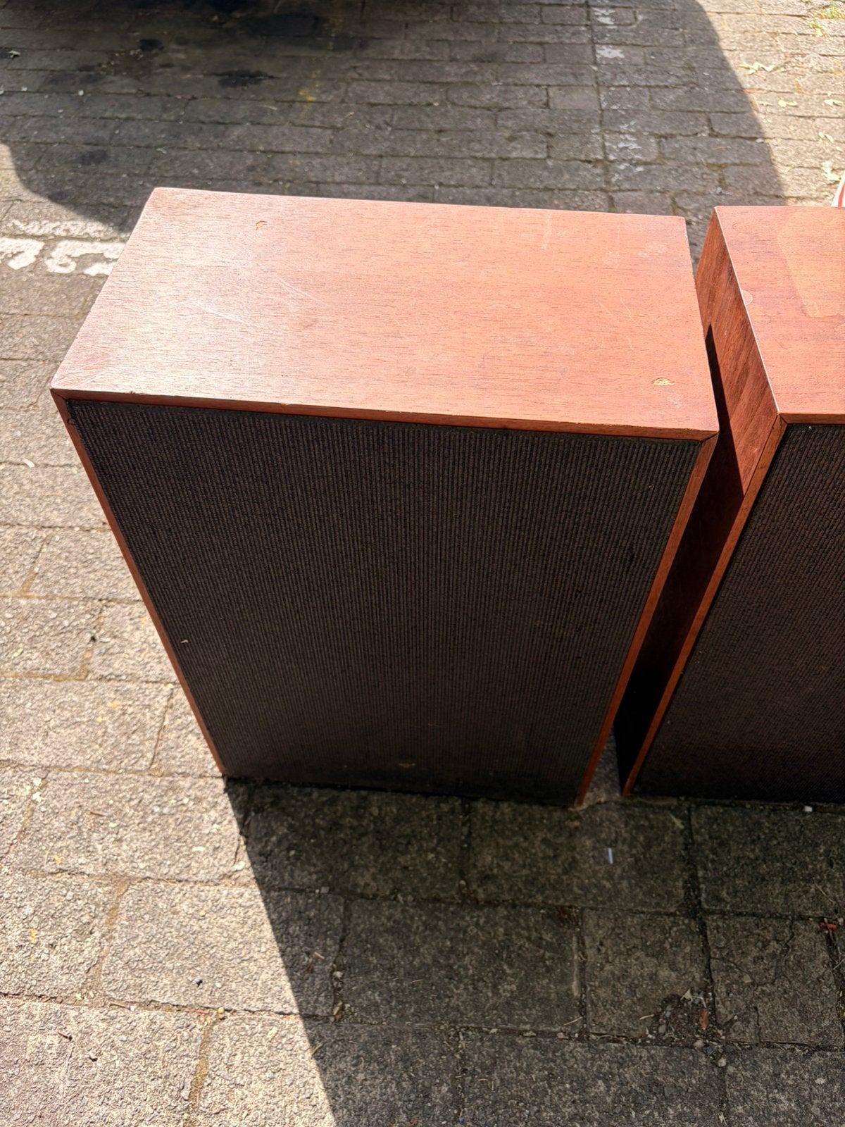 Paire d’enceintes vintage en bois, TV, Hi-fi & Vidéo, Enceintes, Comme neuf, Enlèvement