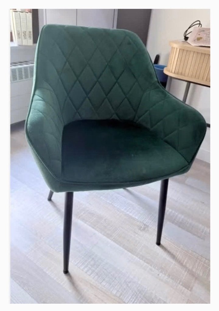 Groene velvet stoel, Ophalen, Overige kleuren, Zo goed als nieuw, Stof