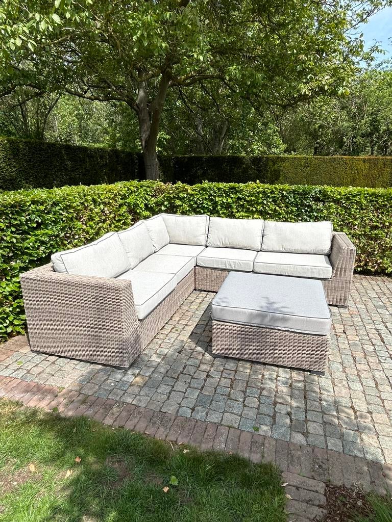 Luxe loungeset met tafel en kussens 260x260cm, Tuin en Terras, Tuinsets en Loungesets, Ophalen, Zo goed als nieuw, Loungeset