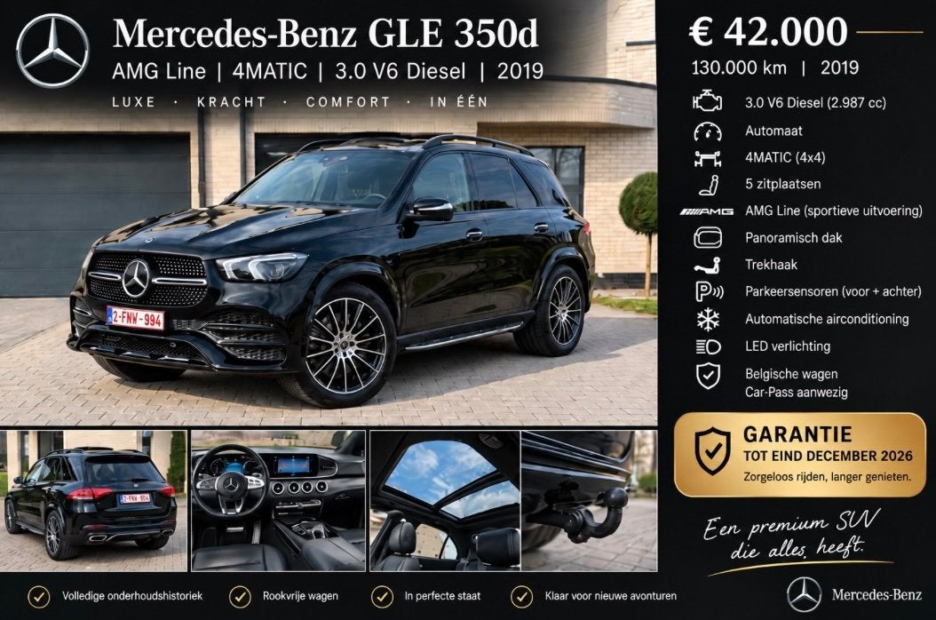Mercedes-Benz GLE 350d, Auto's, Automaat, Zwart, LED verlichting, GLE