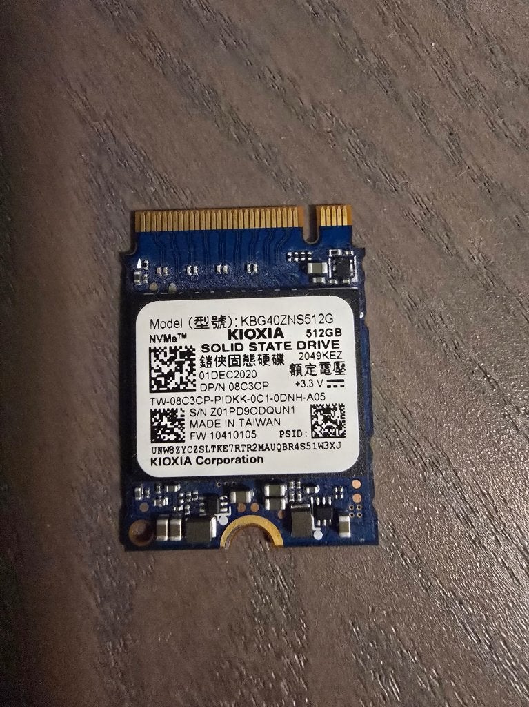 KIOXIA 512GB NVMe SSD M.2 2230 PCIe Gen3x4 (OEM Dell), Computers en Software, Harde schijven, Ophalen of Verzenden, Gebruikt, Laptop