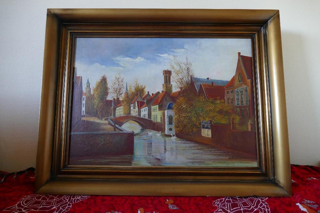 brugs schilderij: 85x65, Ophalen of Verzenden, Zo goed als nieuw, Schilderij