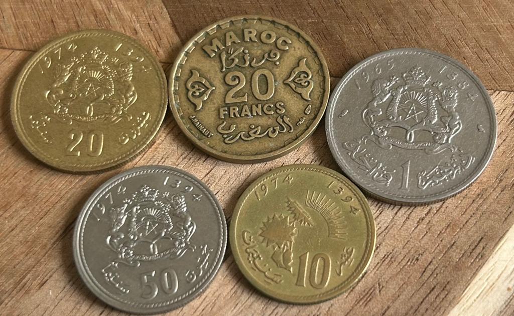 Lot 5 verschillende munten uit Marocco, Postzegels en Munten, Munten | Afrika, Ophalen of Verzenden