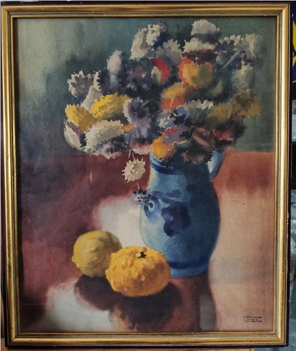 aquarelle fleurs signe theo dirkx, Antiquités & Art, Art | Peinture | Classique, Enlèvement ou Envoi, Aquarelle, Fleurs