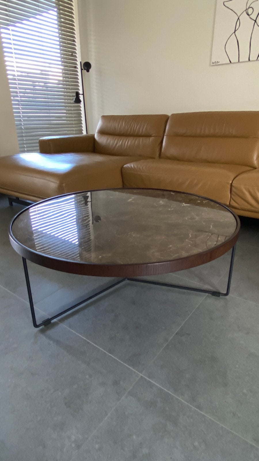 Table basse design en marbre véritable ronde, 100 à 150 cm, Rond, Comme neuf, 100 à 150 cm