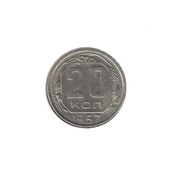 Rusland, 20 Kopeks 1957., Ophalen of Verzenden, Rusland, Losse munt