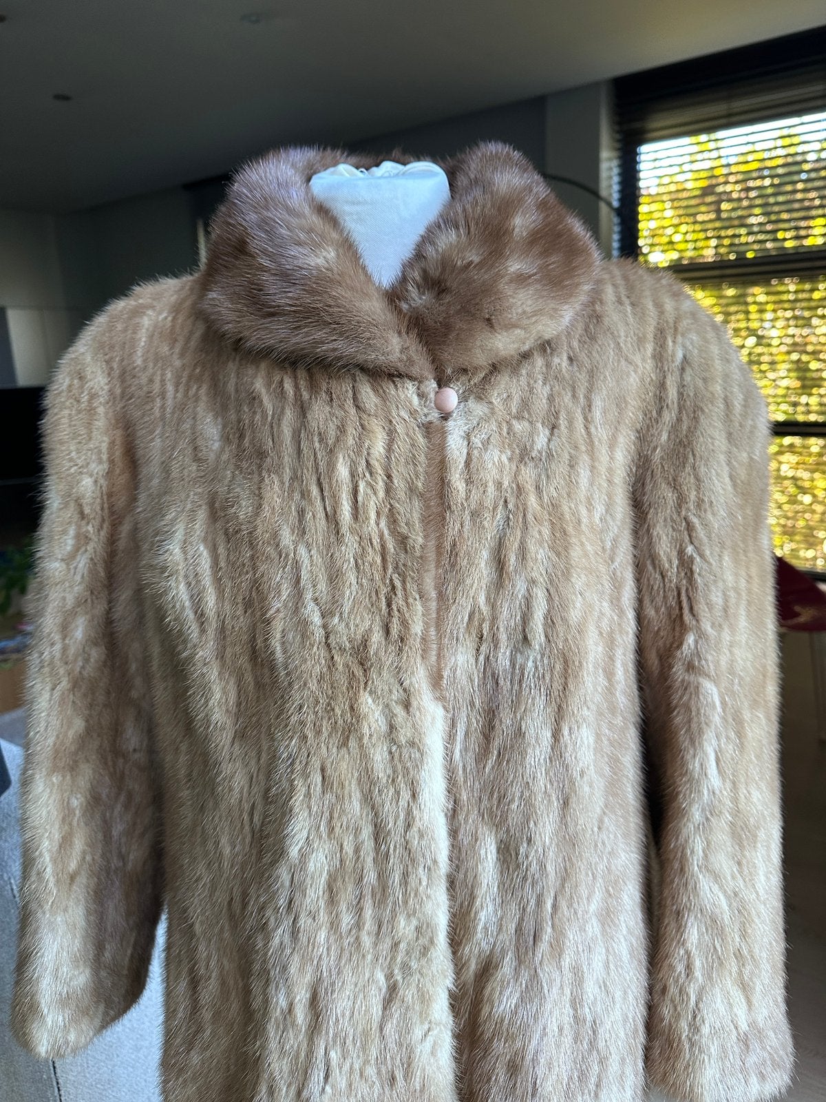 Prachtige vintage nerts bontjas, Ophalen of Verzenden, Gedragen, Maat 36 (S), Beige