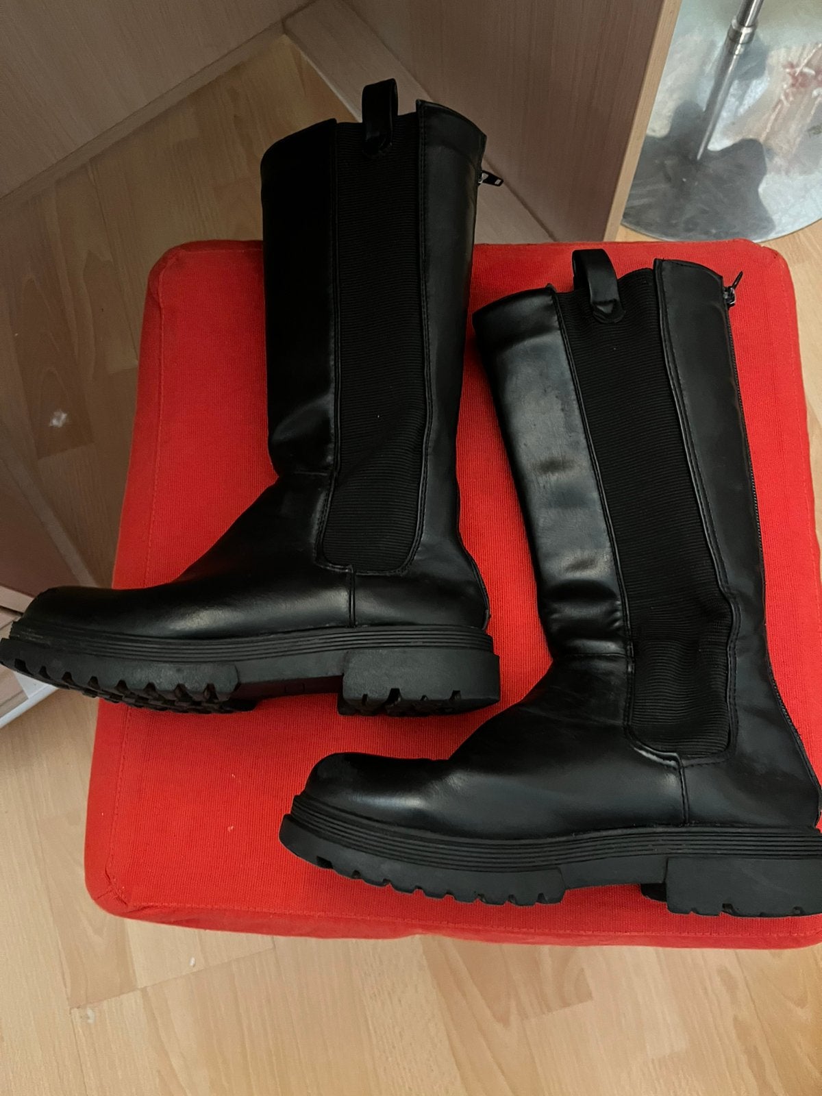 Bottes hautes noires avec fermeture éclair au dos taille 33, Enlèvement ou Envoi, Utilisé, Bottes, Garçon ou Fille