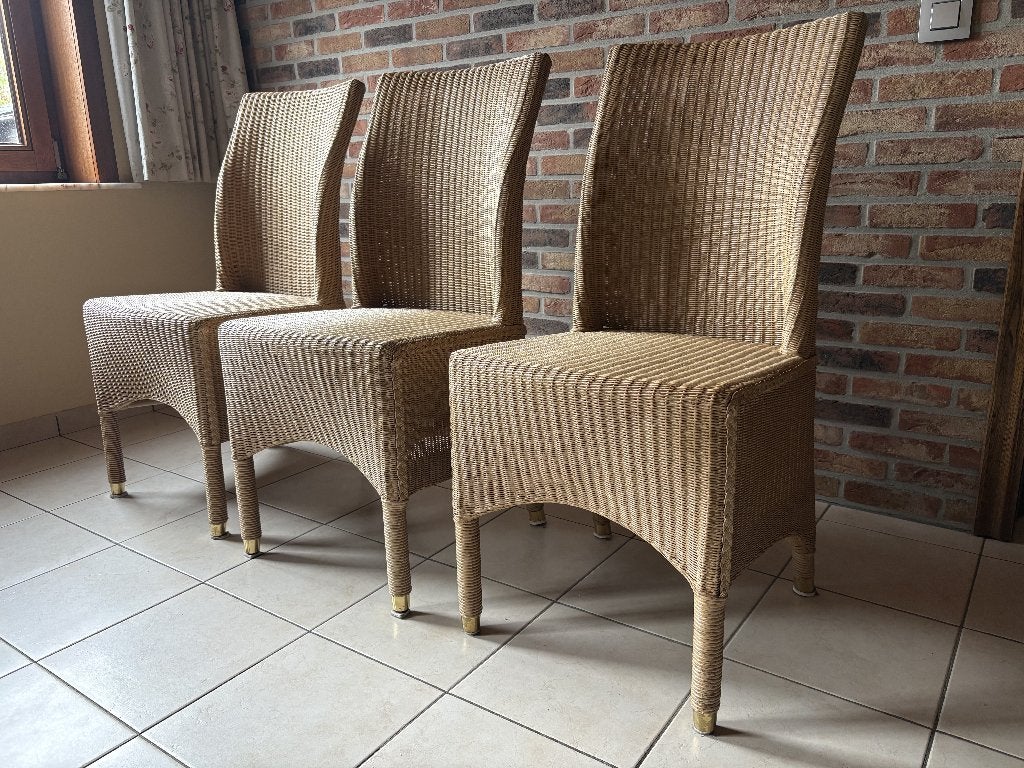 Rieten (rotan) stoelen (3)(Vincent Sheppard), Enlèvement, Utilisé, Osier ou Rotin, Trois