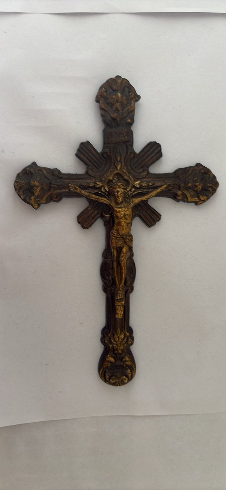 Ancien Crucifix de Chevet en Bronze Massif, Enlèvement ou Envoi