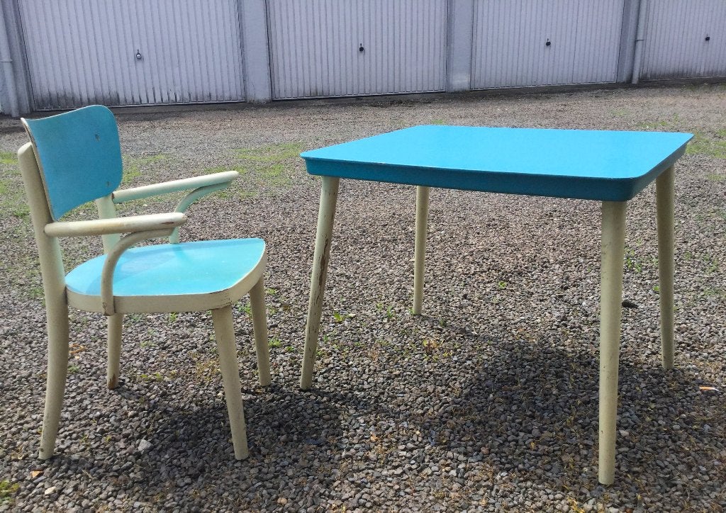 Vintage Kindertafel en stoel, Kinderen en Baby's, Ophalen, Gebruikt, Tafel(s) en Stoel(en)