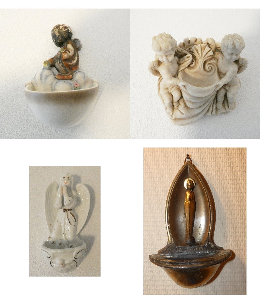 4 wijwaterbakjes [1790], Antiquités & Art, Antiquités | Objets religieux, Enlèvement ou Envoi