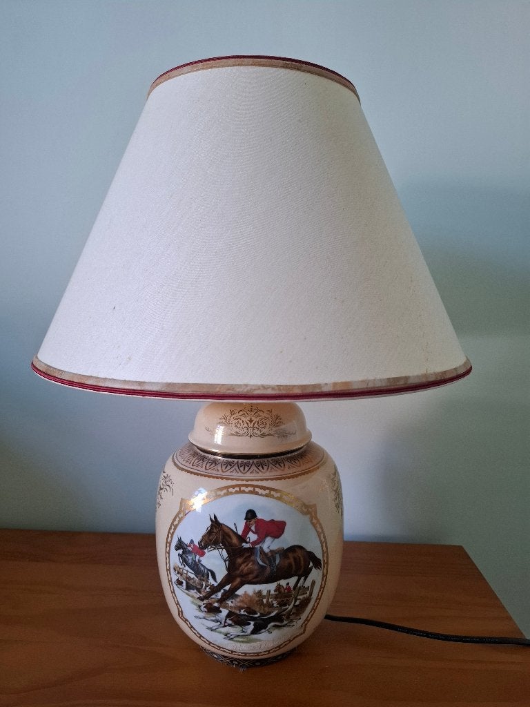 Vintage antieken tafellamp / lampadaire jacht tafereel, Ophalen
