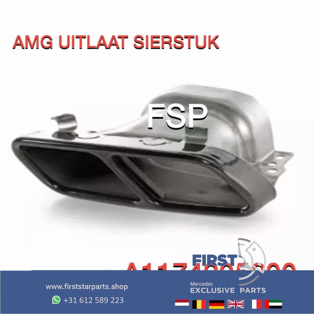 A45 CLA45 GLA45 AMG UITLAATSIERSTUK ZWART LINKS / RECHTS Mer, Utilisé, -, -, Enlèvement ou Envoi