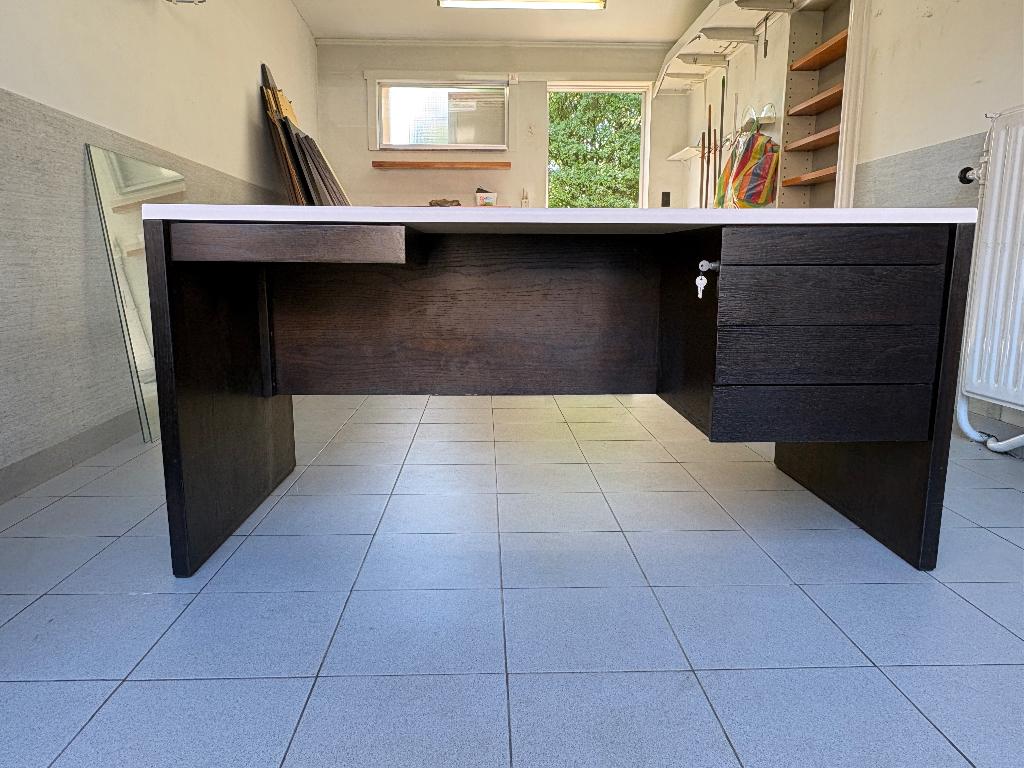 Directiebureau in eikenfineer, Ophalen, Met lades, 160 cm, Gebruikt