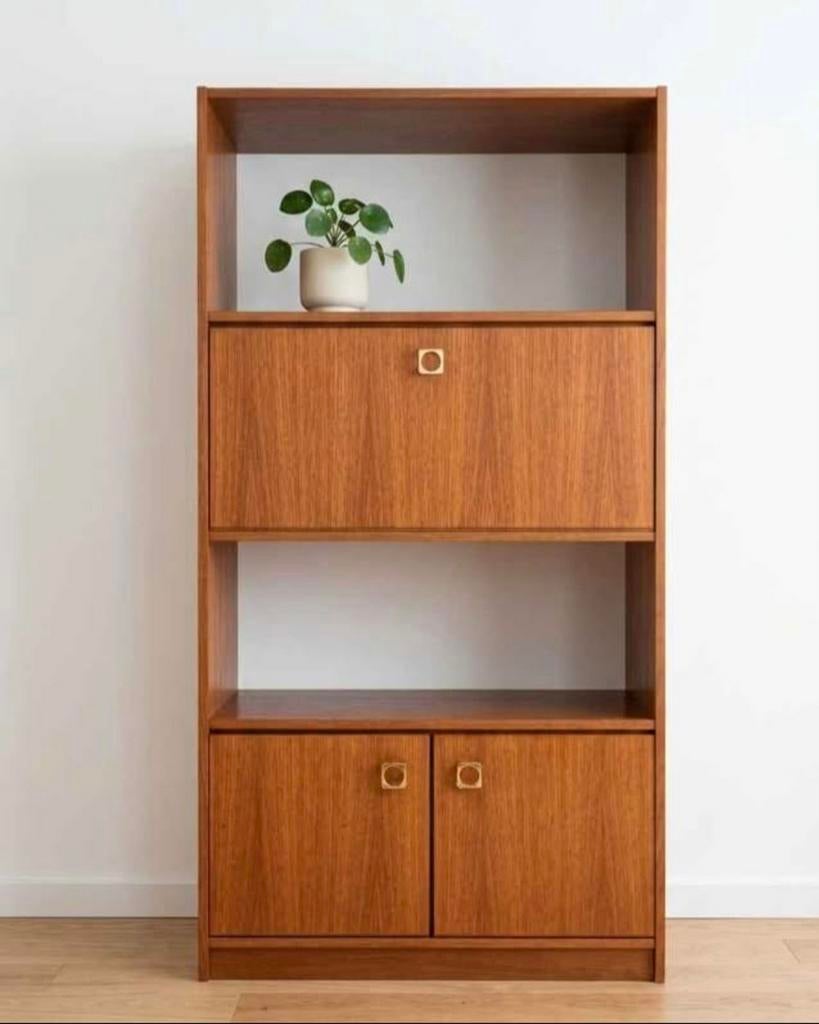 Secrétaire-bibliothèque scandinave vintage, Scandinavisch, Ophalen, Secretaire