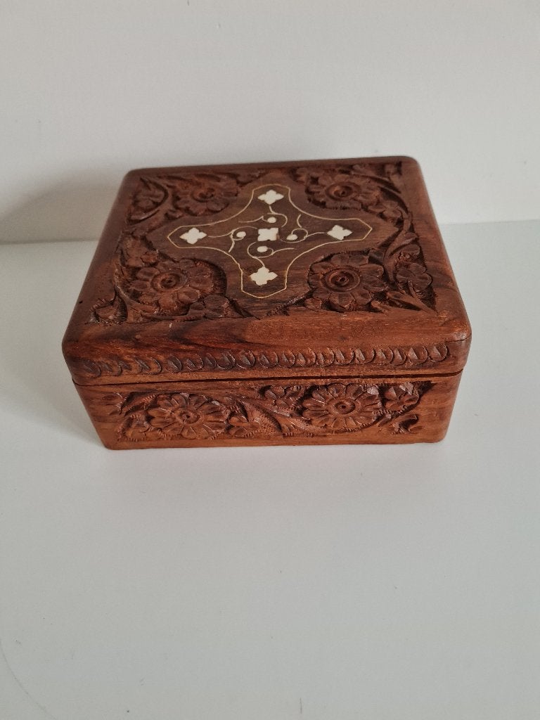 houten kistje/juwelenkist/ingelegd parelmoer/been uit India, Antiek en Kunst, Curiosa en Brocante, Ophalen of Verzenden