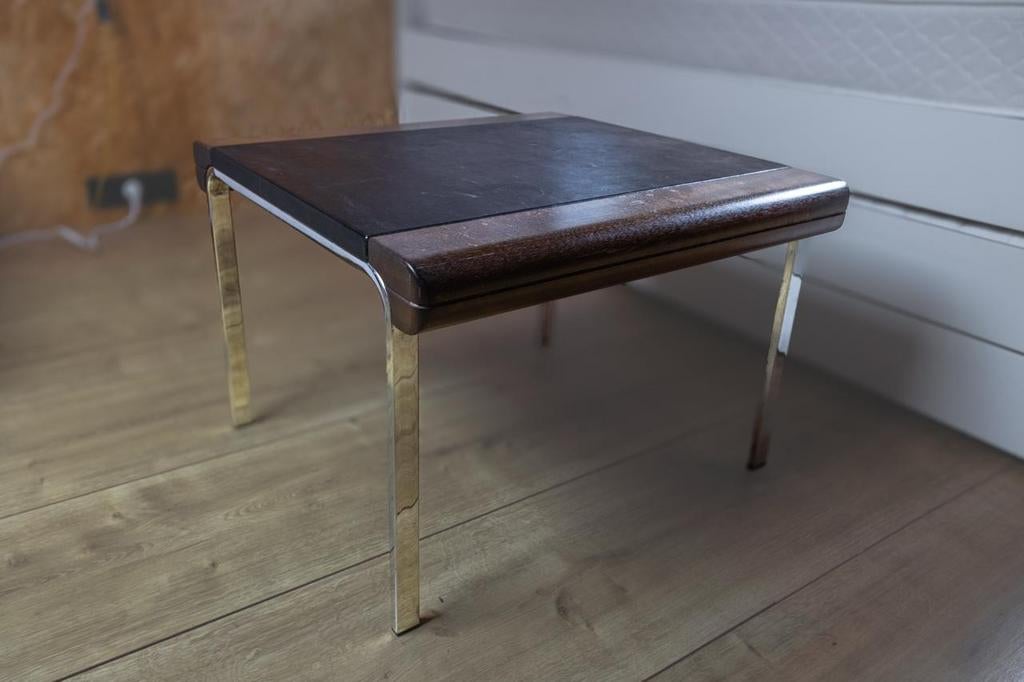 Table d'appoint vintage Girsberger, cuir noir et acajou, Maison & Meubles, Tables | Tables de salon, Enlèvement