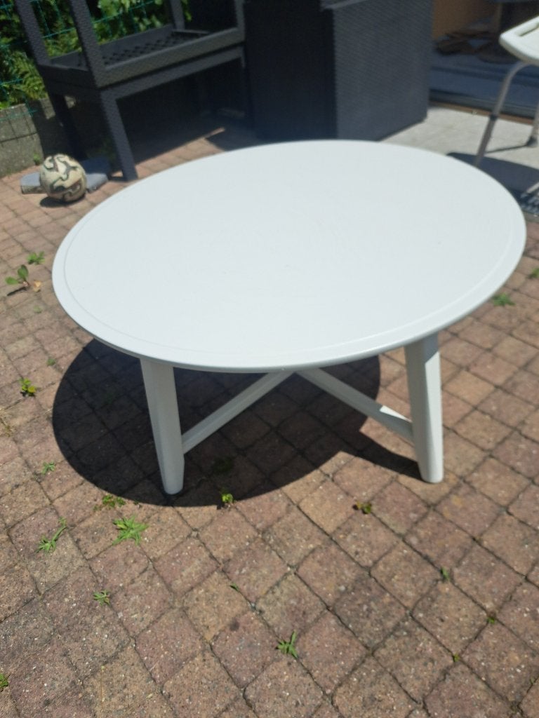 table basse, Maison & Meubles, Teck, Rond, Comme neuf, Enlèvement