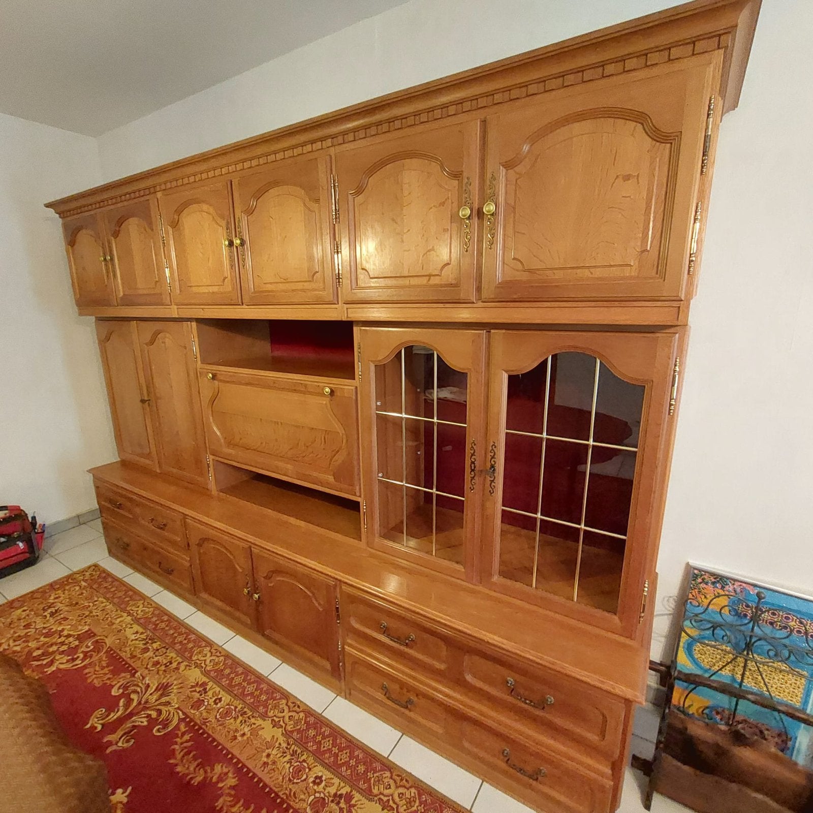 Armoire murale en chêne français massif, parfait état, Avec tablette(s), 200 à 250 cm, Comme neuf, Chêne